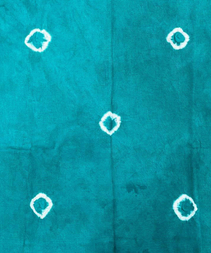Teal green hand woven tie dye cotton waffle weave towel