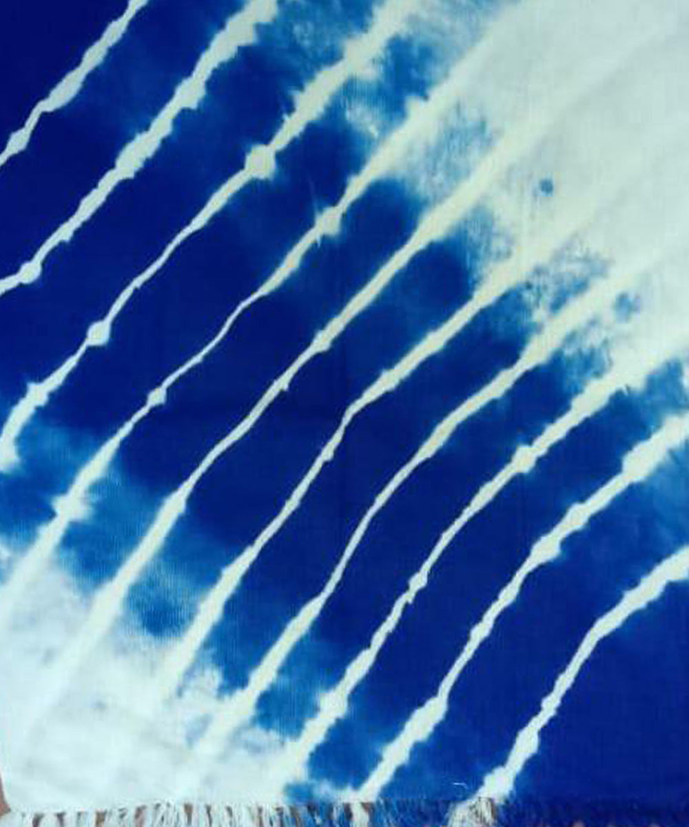 Cobalt blue handwoven tie dye cotton waffle weave towel