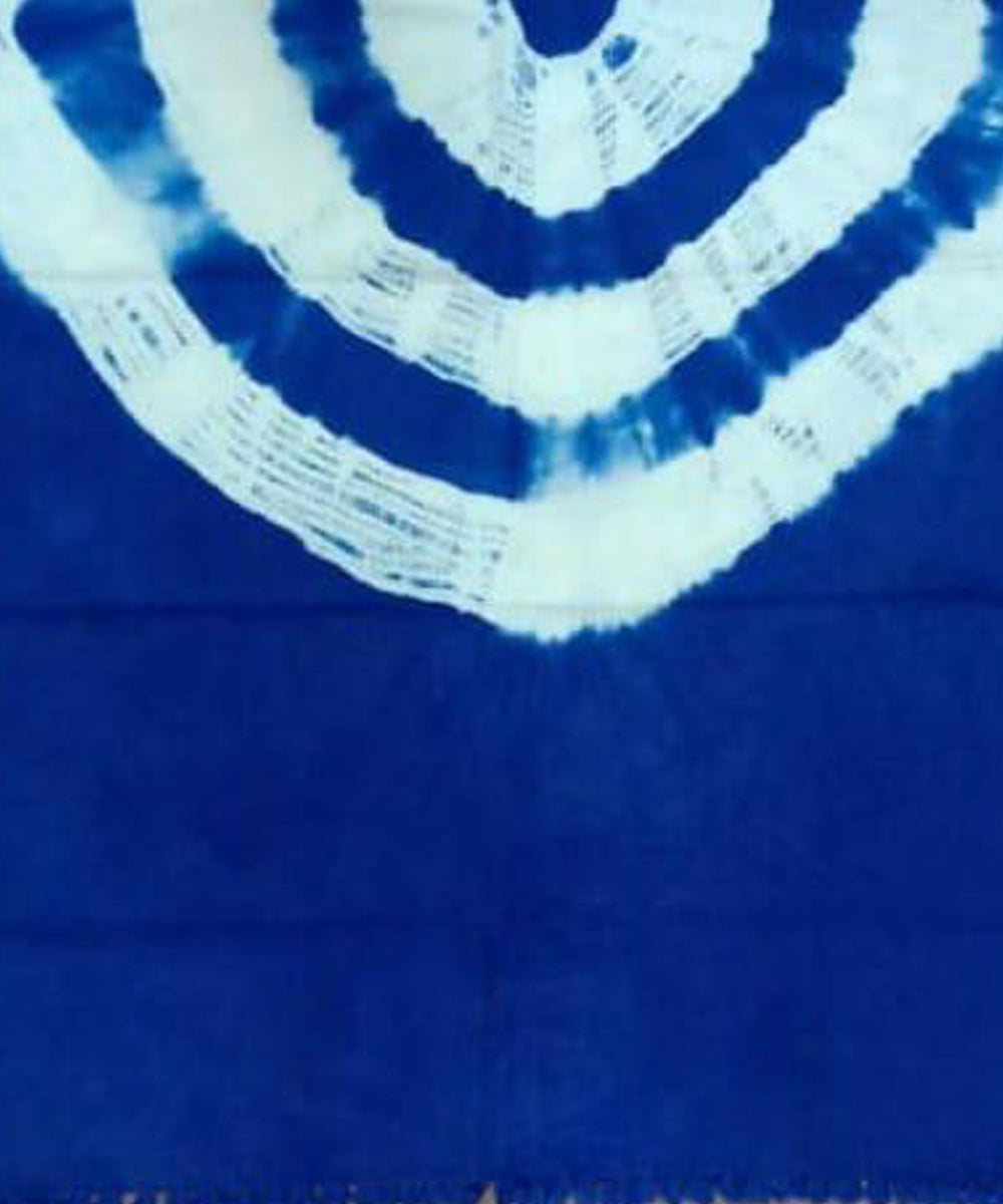 Cobalt blue hand woven tie dye cotton waffle weave towel