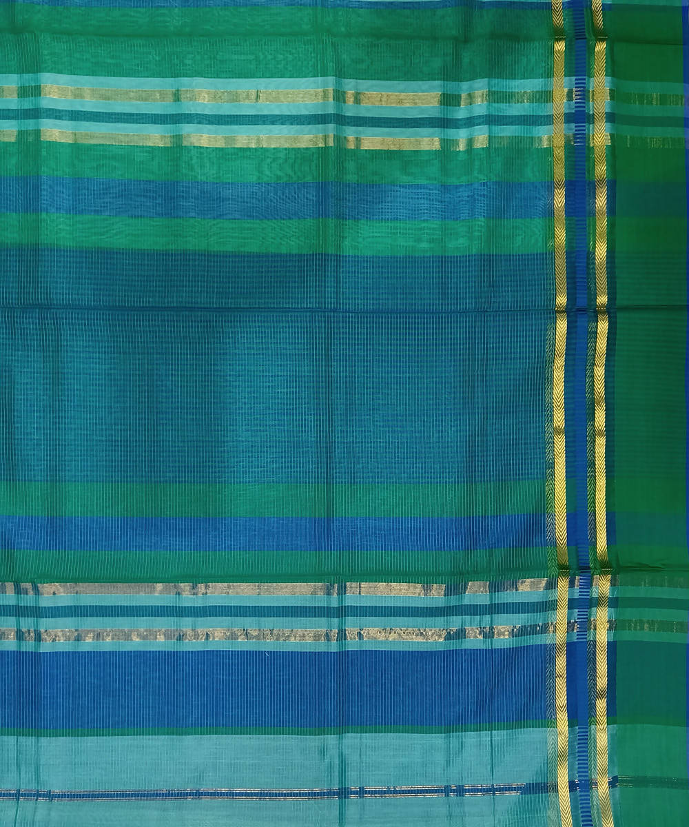 Aqua Blue Maheshwari Handloom Cotton Silk Saree