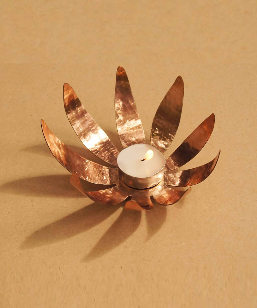 Handmade copper sunflowertea light