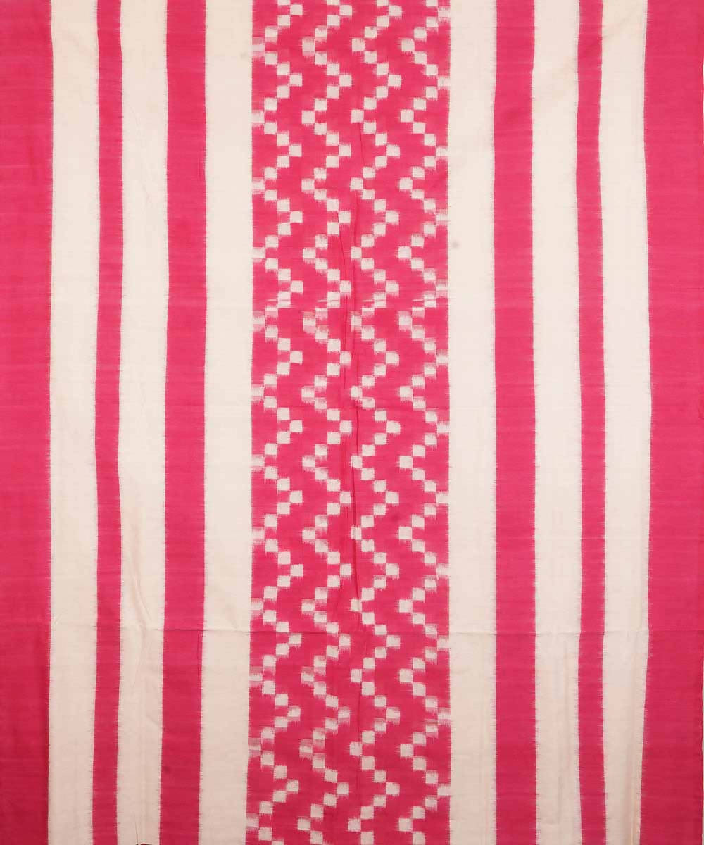 Pink and white cotton handloom ikat pochampally saree