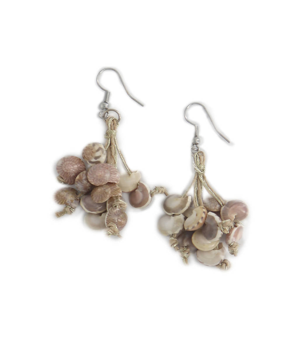 handcrafted jute shell Tribe Vibe earrings