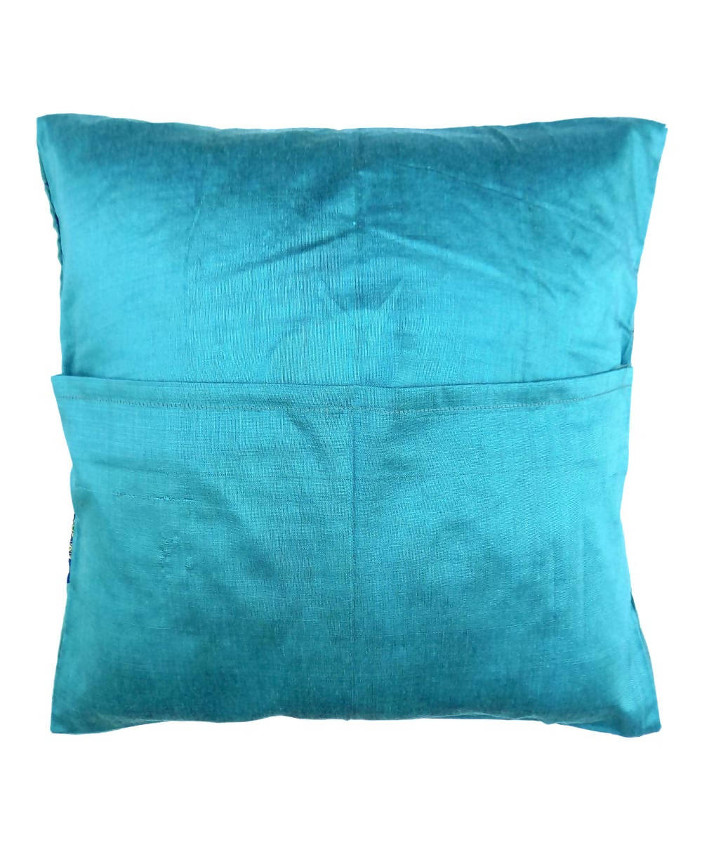 Sky blue hand embroidery silk cushion cover