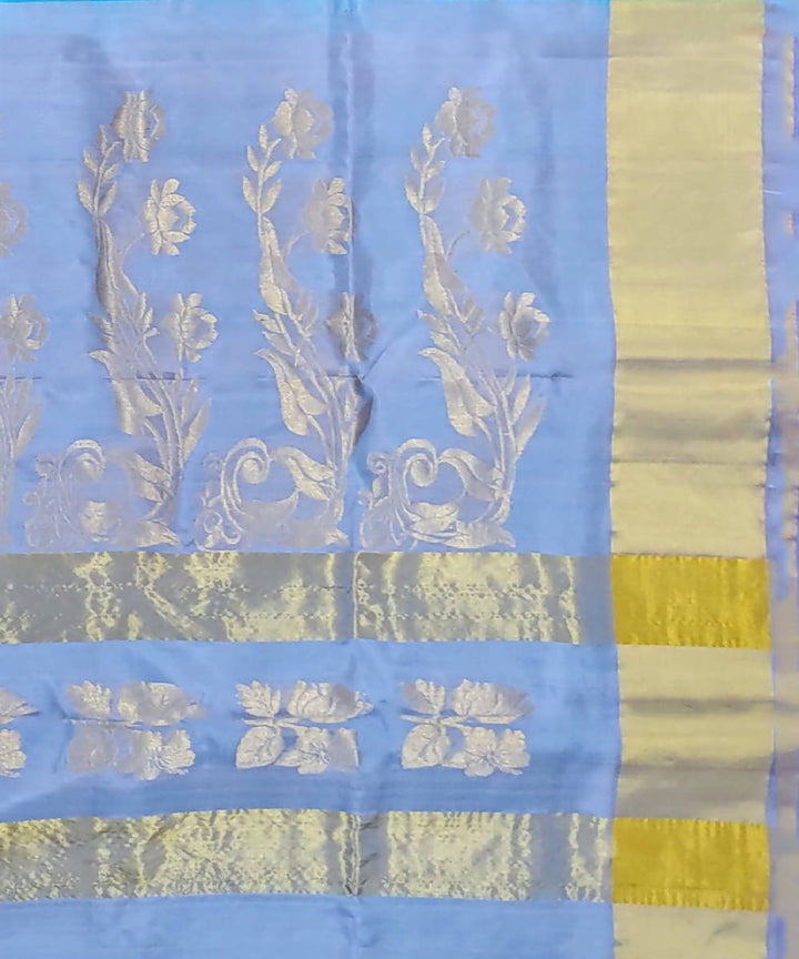Sky Blue Butta Work Handwoven Silk Venkatagiri Saree