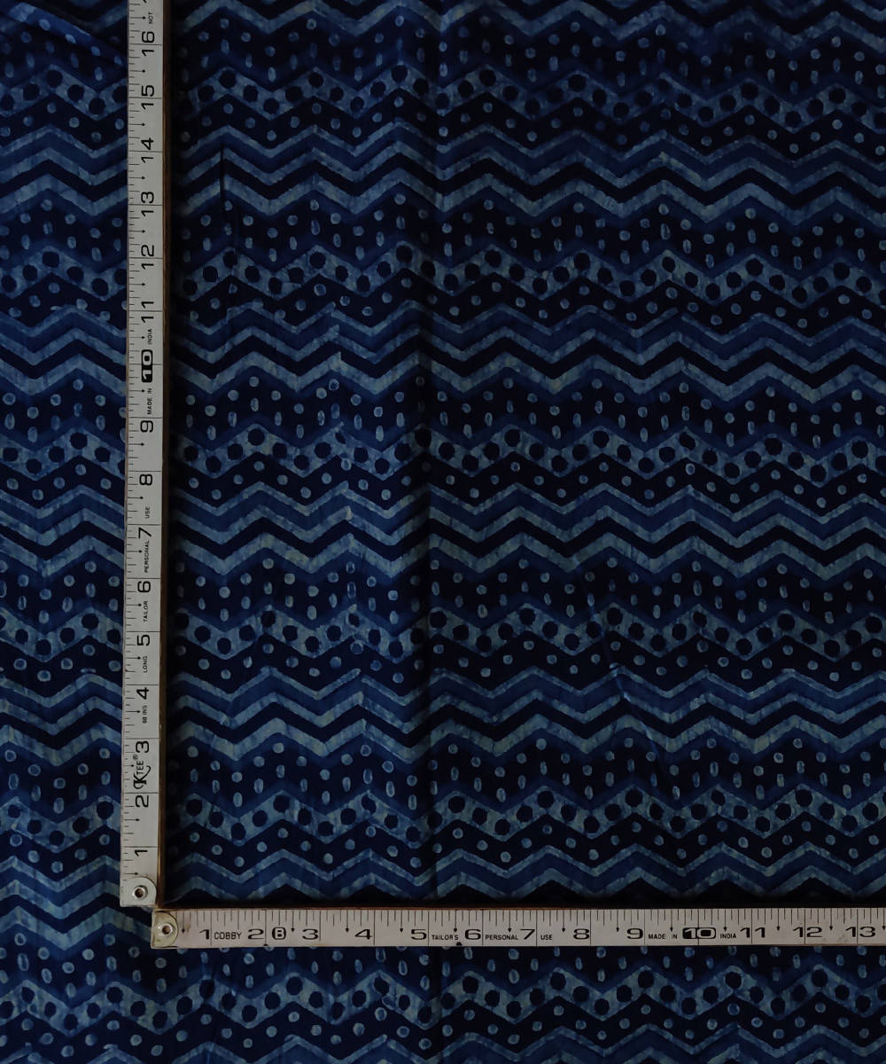 Navy natural dye dabu wave printed handspun handloom cotton kurta fabric (2.5m per qty)