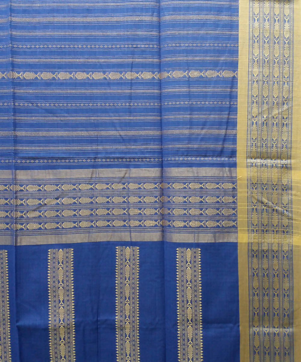 Bengal handspun cotton handwoven navy saree