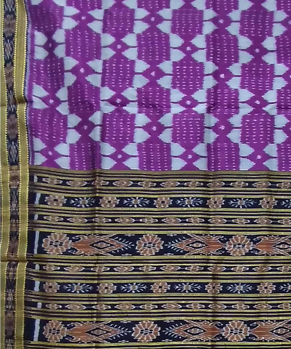 Violet black handwoven silk khandua saree