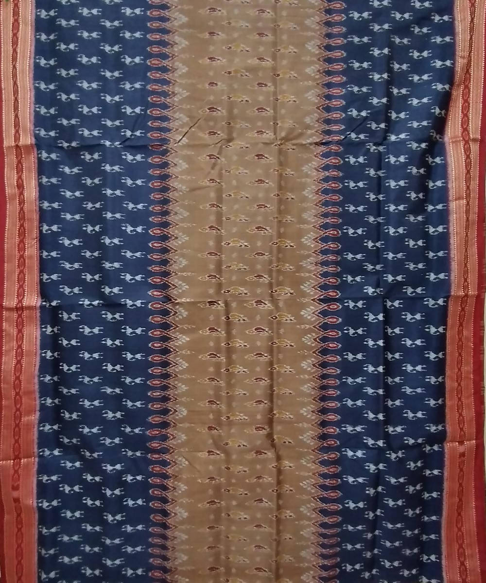 Multi color red handwoven silk khandua saree
