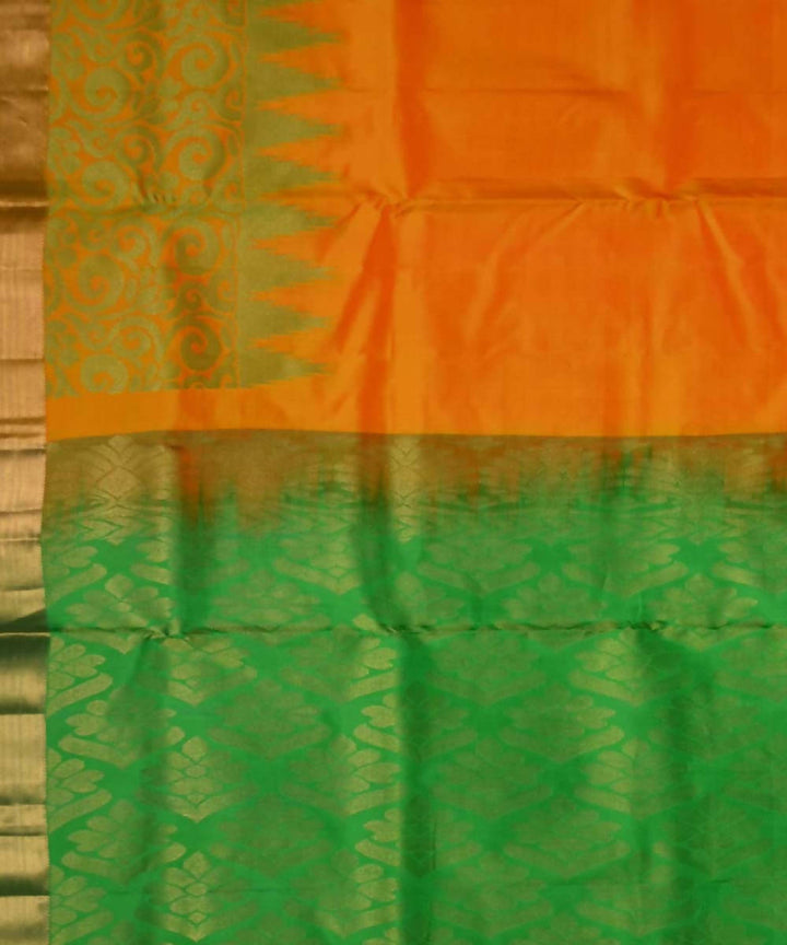 Mango Yellow Green Handloom Soft Silk Saree