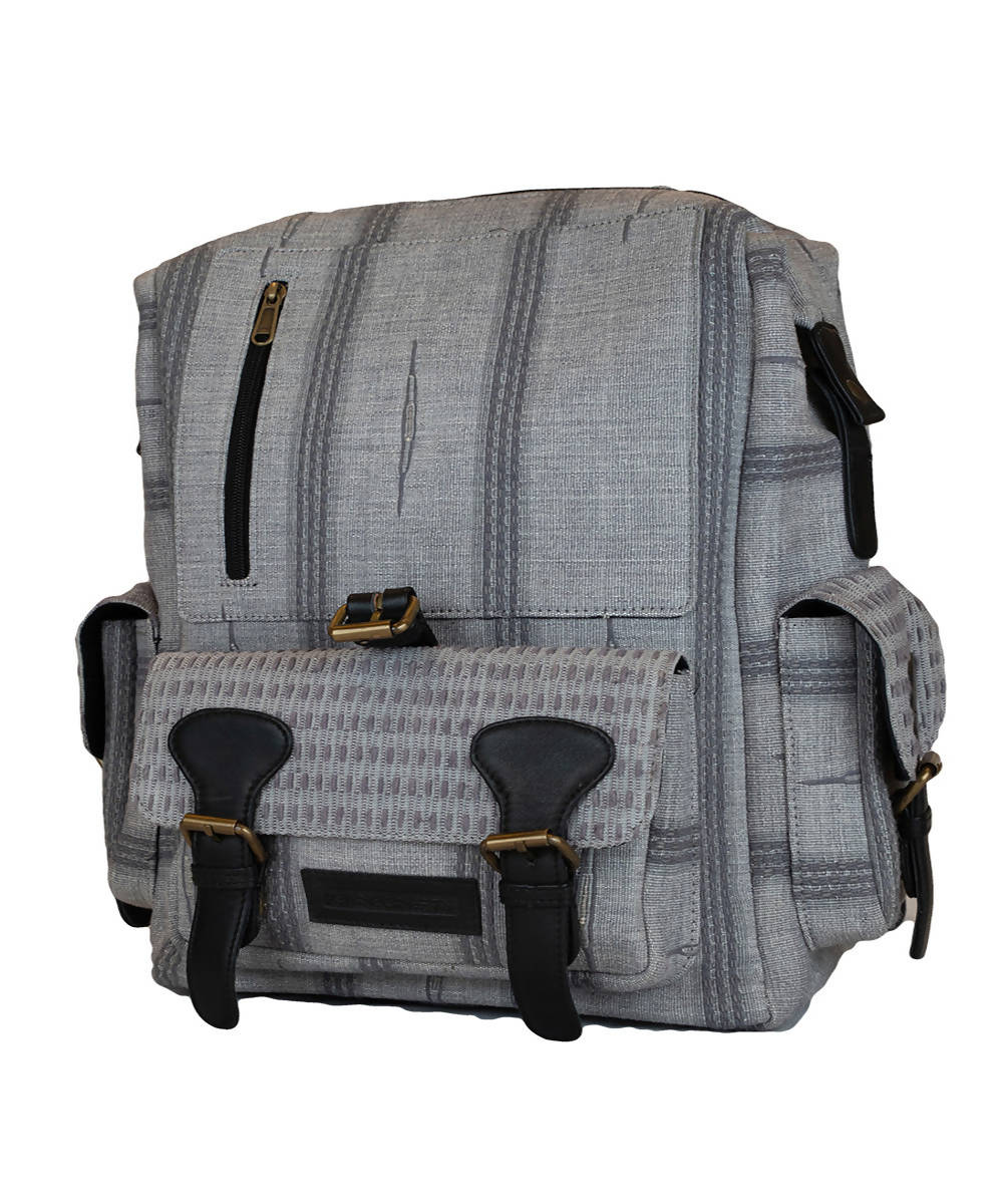 Grey Handwoven Cotton Backpack