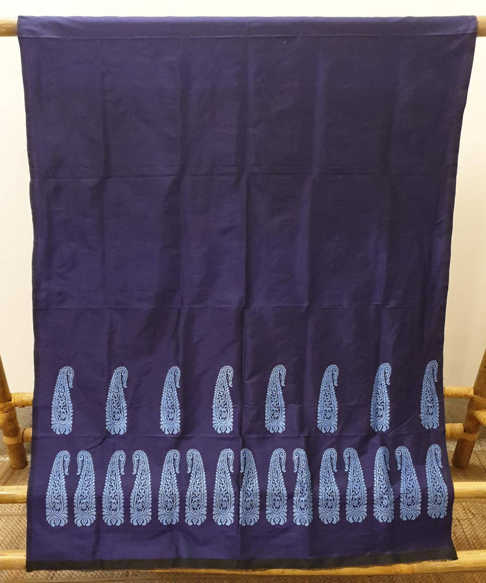 Navy blue assam handloom silk kurta material (2.5m per qty)