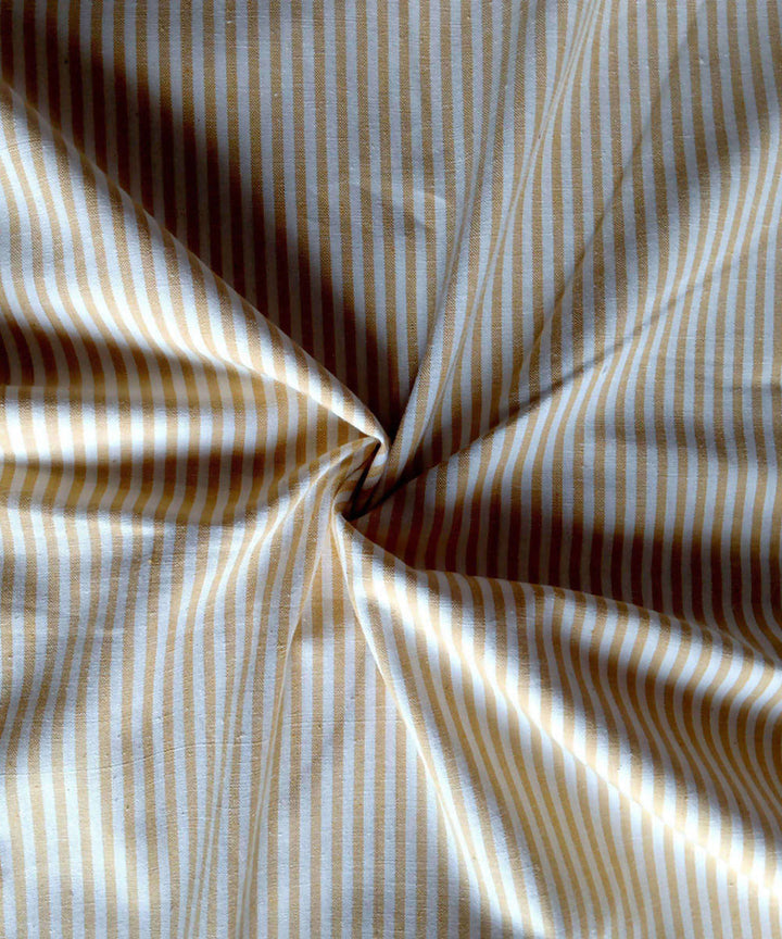 yellow white stripe handspun handwoven cotton kurta fabric (2.5m per qty)