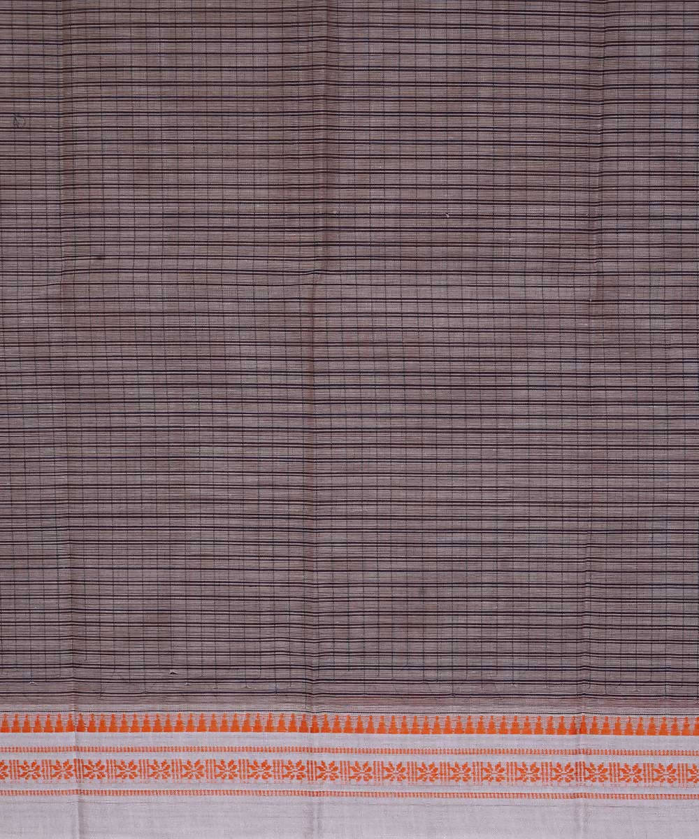 Stone grey handwoven cotton narayanpet saree