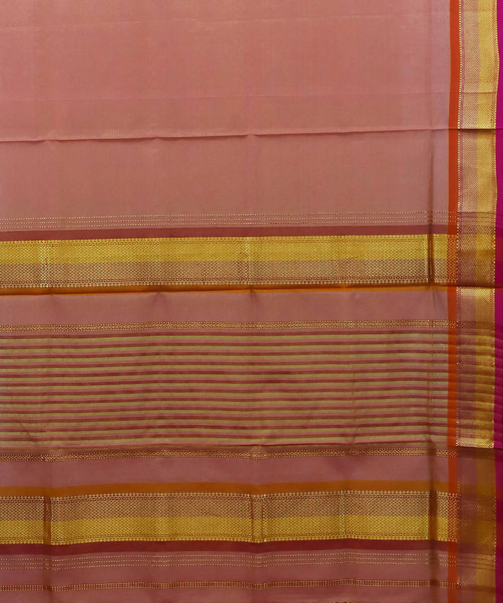 Maheshwari Peach Pink Handloom Sico Saree