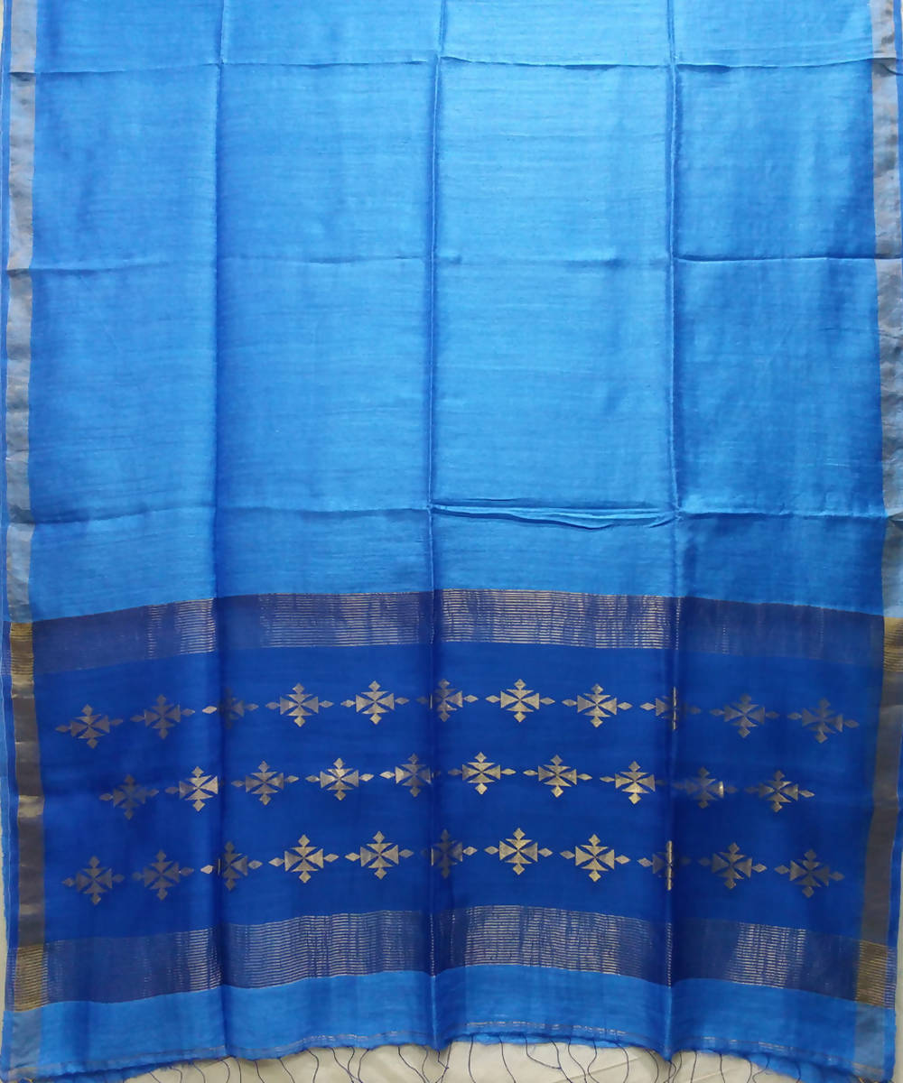 Handwoven bengal jamdani matka silk blue saree