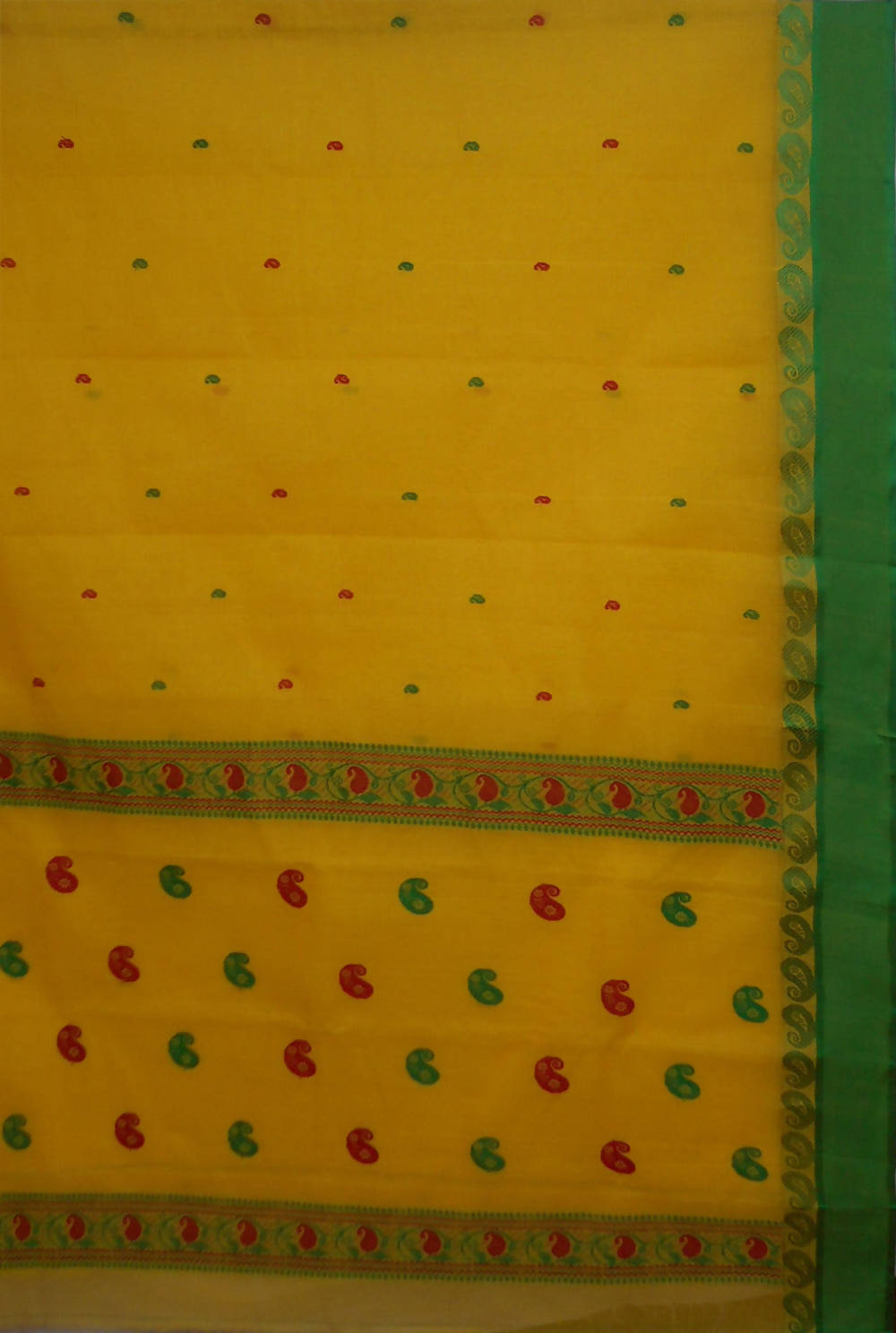 Bengal handwoven yellow tangail saree