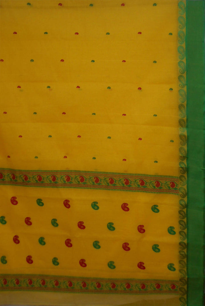 Bengal handwoven yellow tangail saree