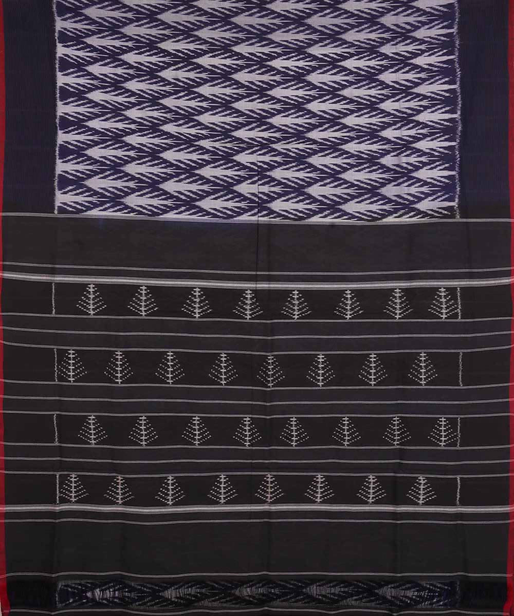 Navy blue black cotton handloom ikat pochampally saree