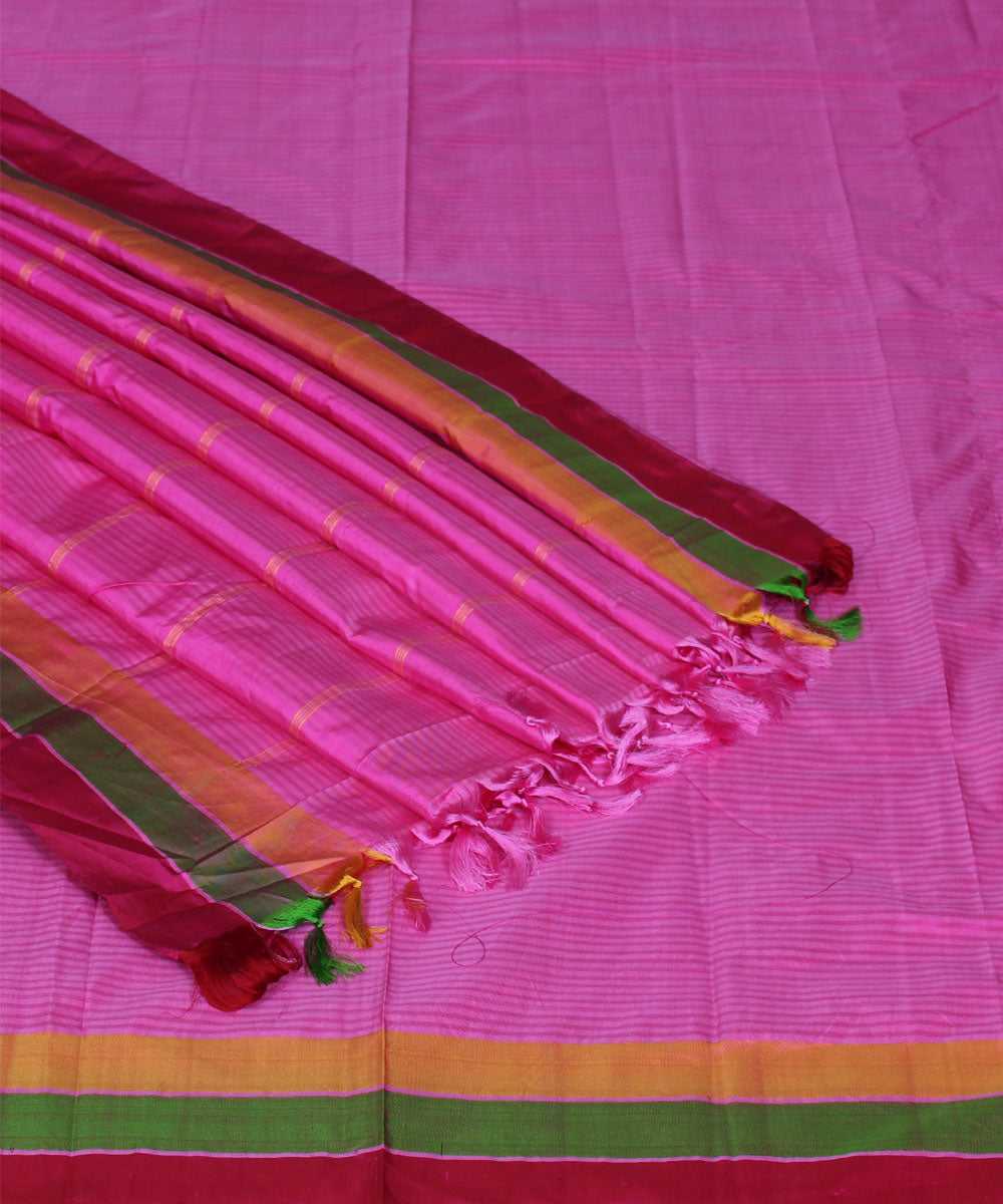 Pink Handwoven Arani Silk Saree