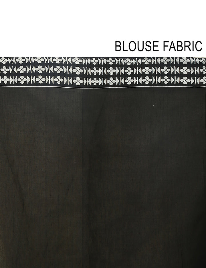 Black handwoven cotton bengal saree