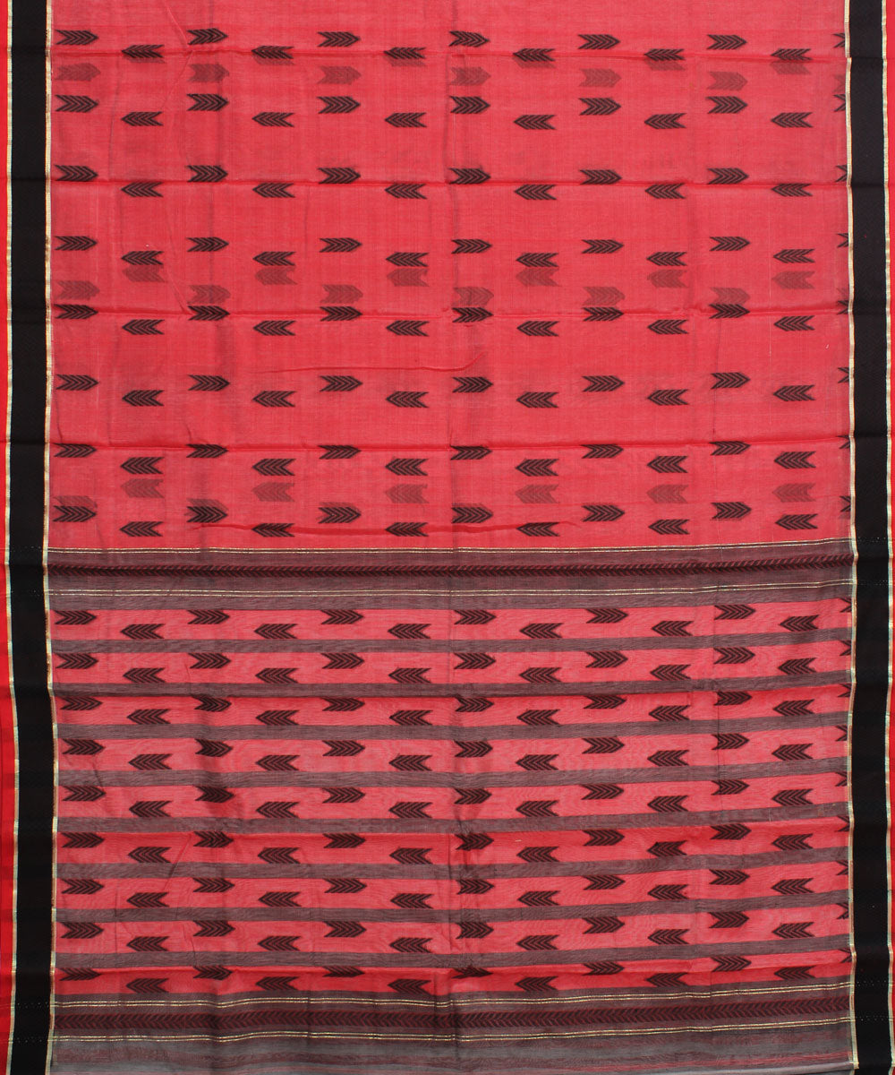 Bengal Handwoven Light Red Cotton Saree