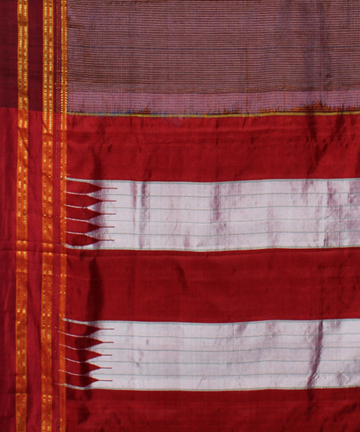 Mauve red handwoven cotton art silk gayatri border ilkal sari