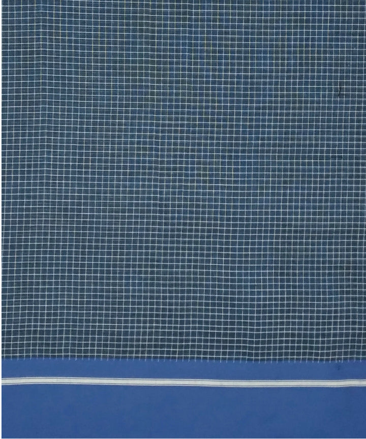 Blue checks handwoven cotton patteda anchu saree