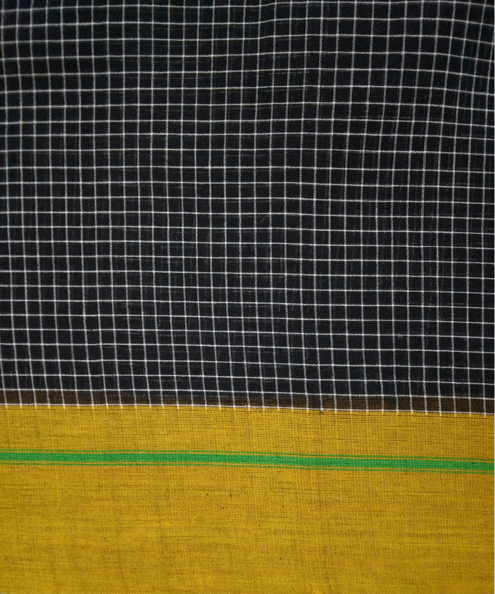 Black with yellow green borders handwoven cotton patteda anchu saree