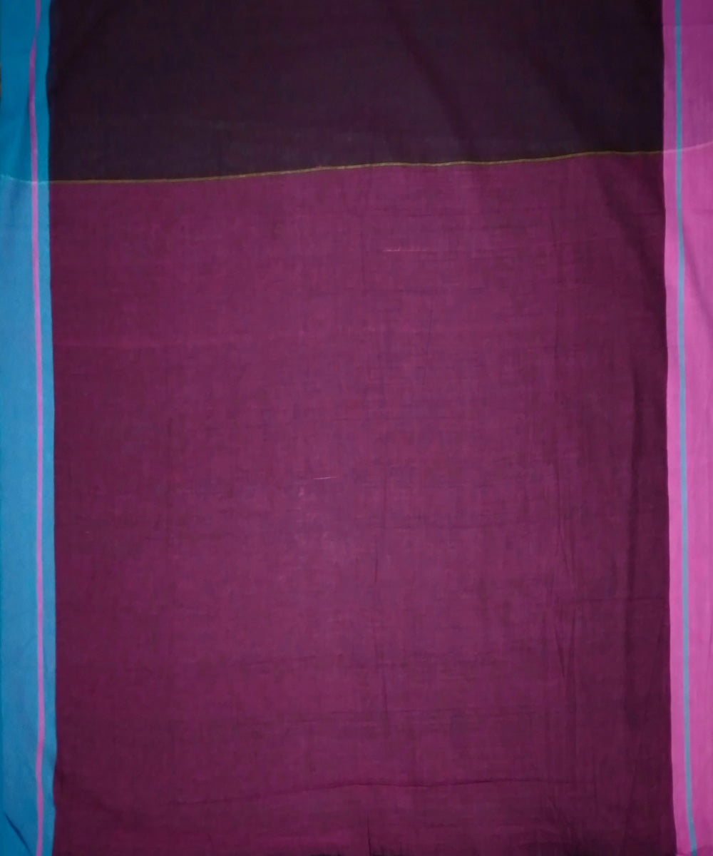 Violet with sky blue and pink handwoven cotton patteda anchu saree