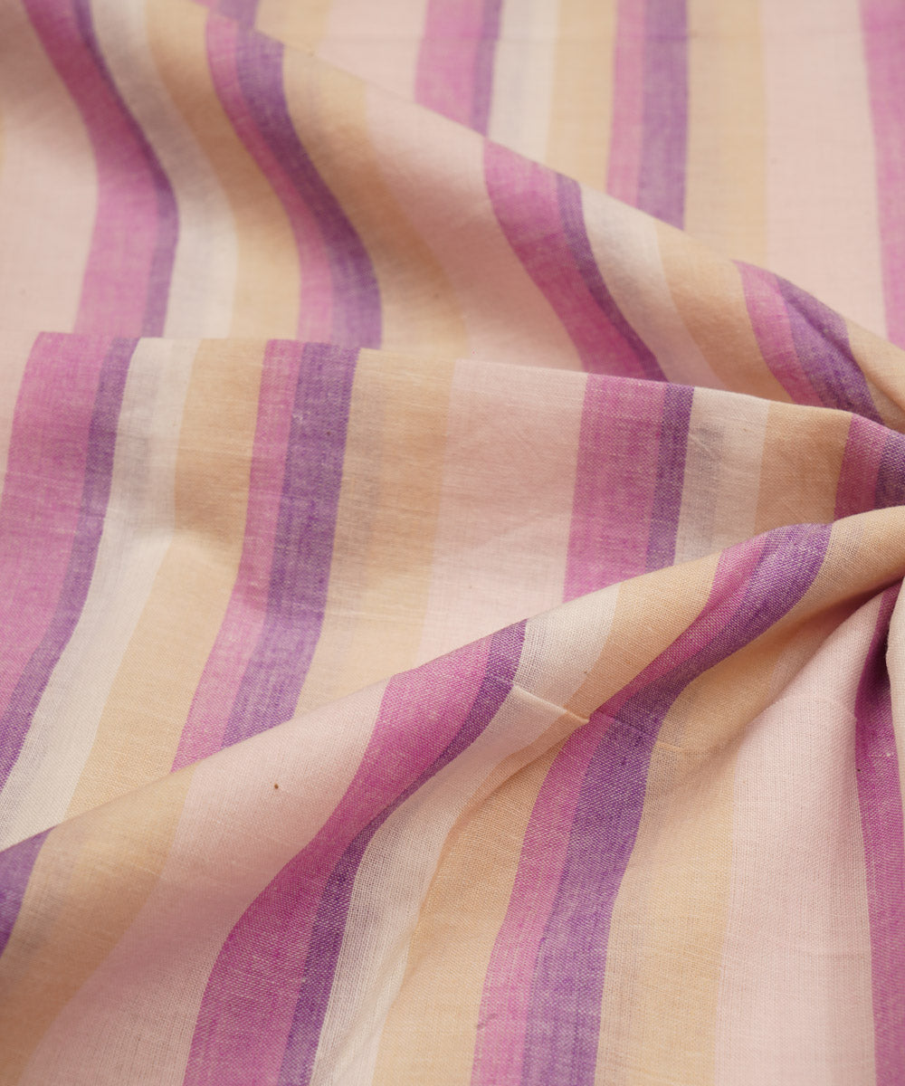 Multicolor stripes handspun handwoven bengal cotton fabric