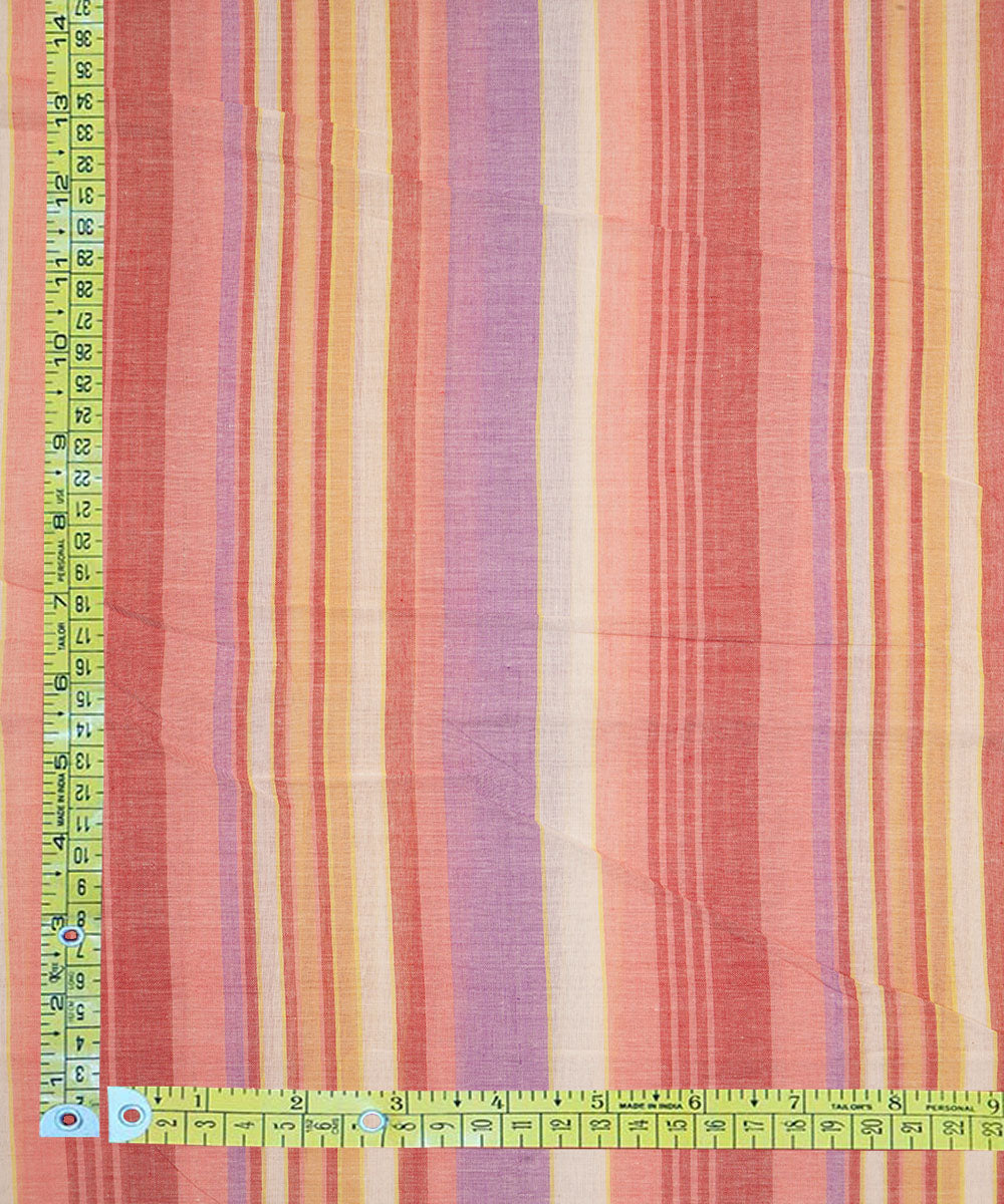 Multi color stripes handspun handwoven bengal cotton fabric