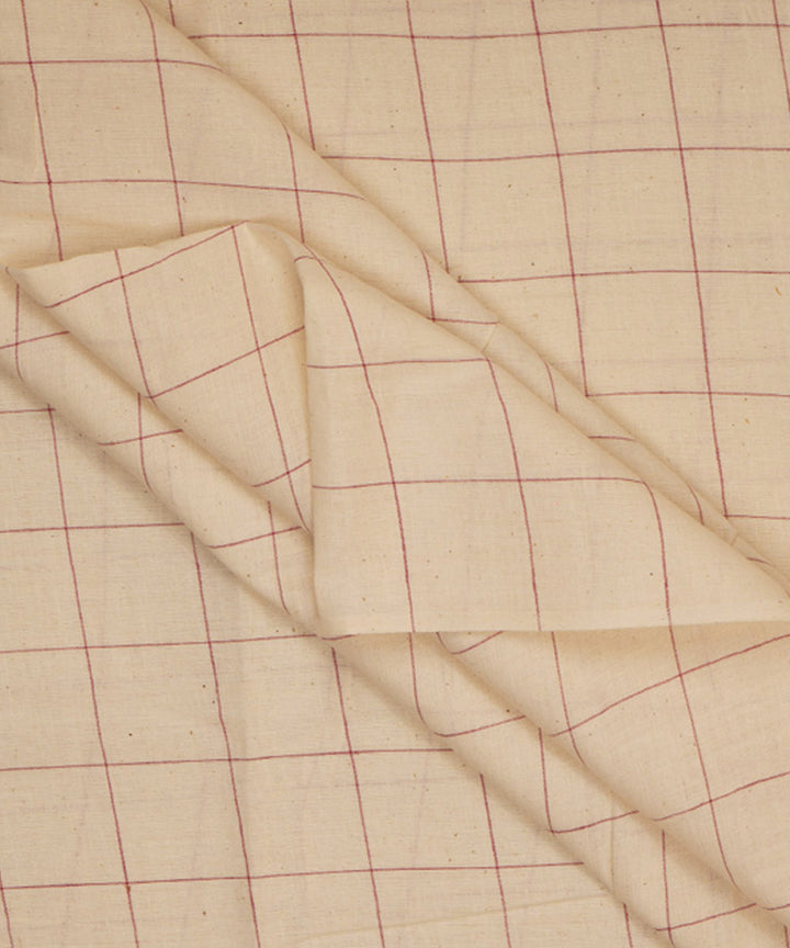 Off white checks handspun handwoven bengal cotton fabric