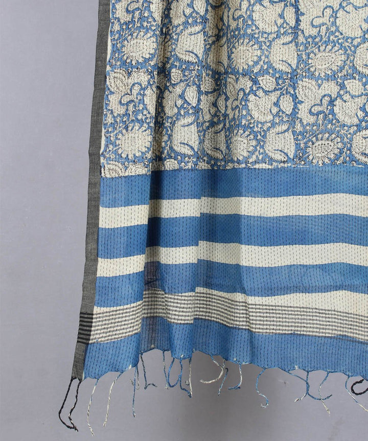 navy blue bagru handblock print cotton stole