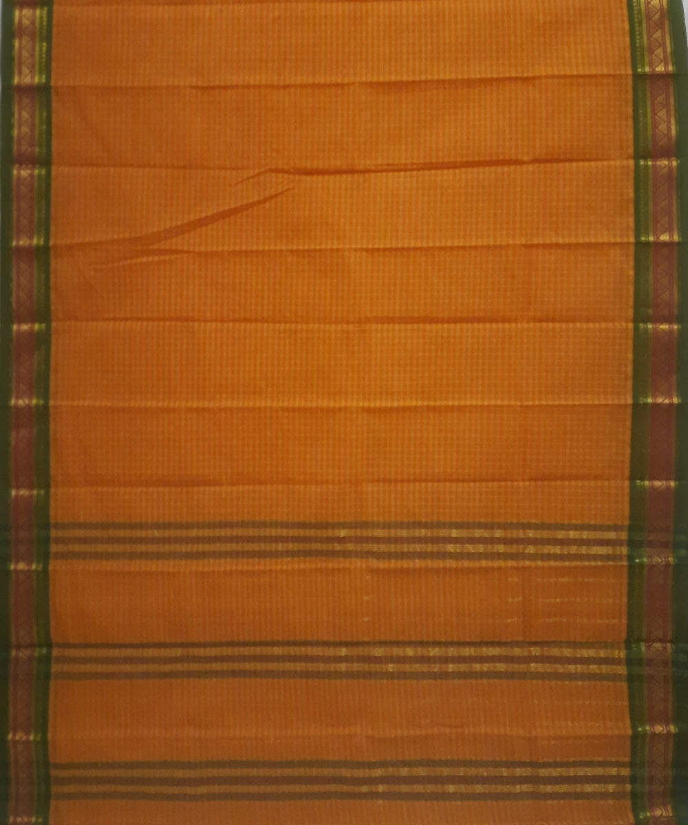Yellow green handloom cotton narayanpet saree