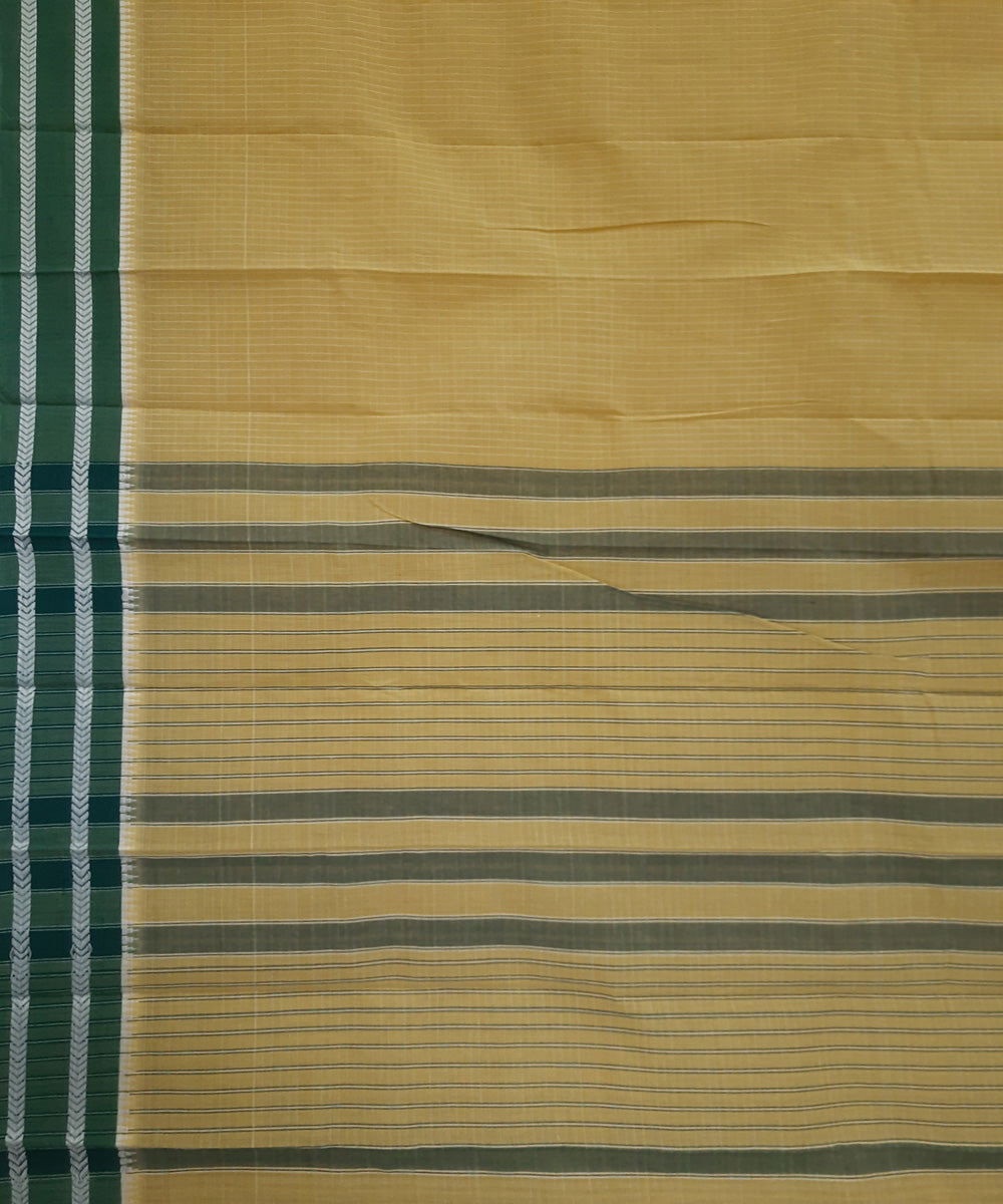 Light yellow green handwoven cotton narayanpet saree