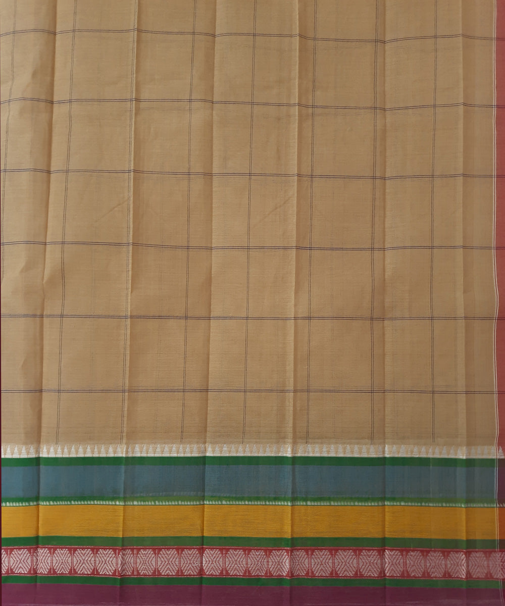 Brown multicolor handwoven cotton narayanpet saree