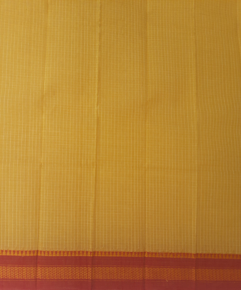 Yellow red handwoven cotton narayanpet saree