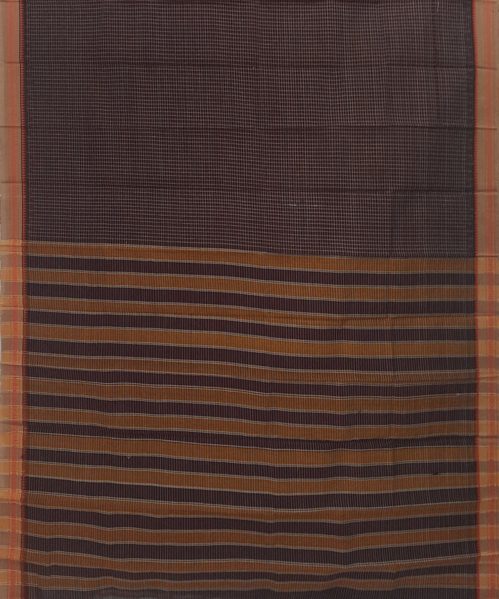 Brown yellow handloom cotton narayanpet saree