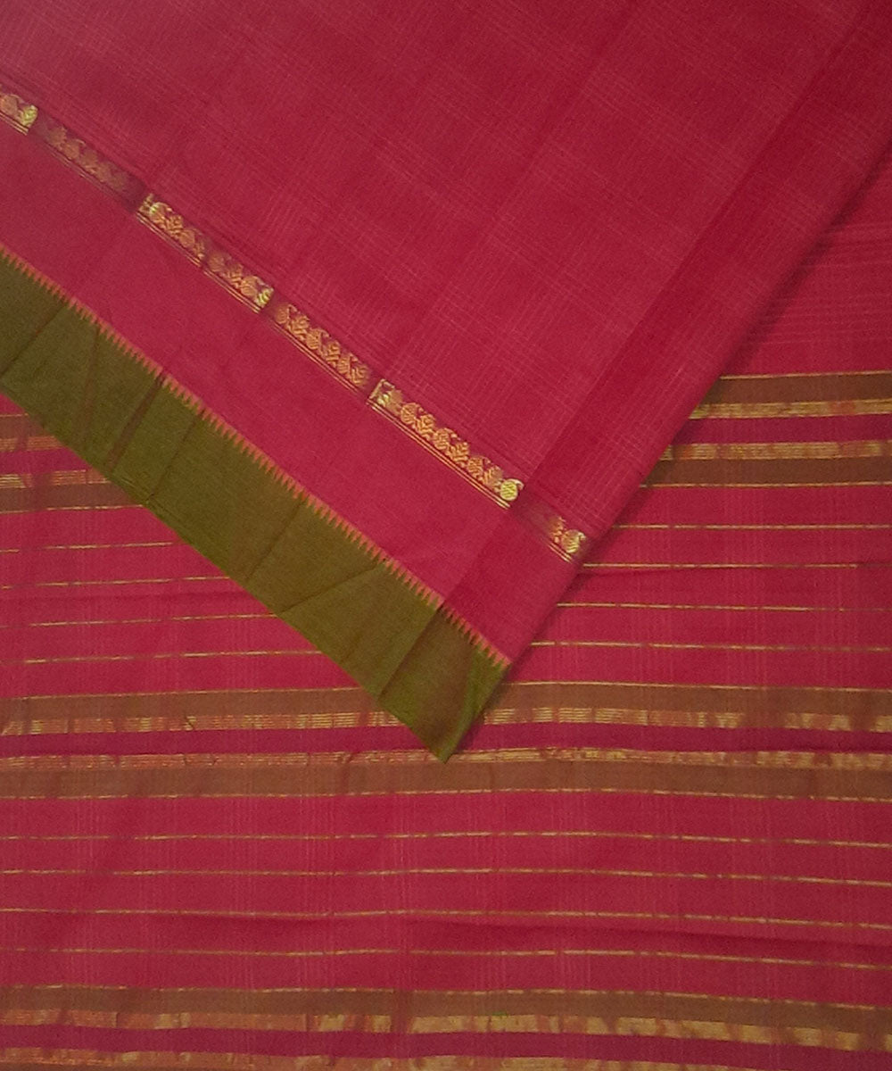 Red handwoven cotton narayanpet saree