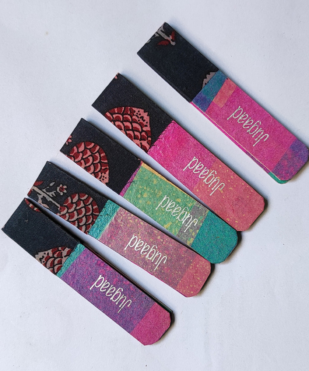 Handcrafted multicolor magnetic bookmark set of five