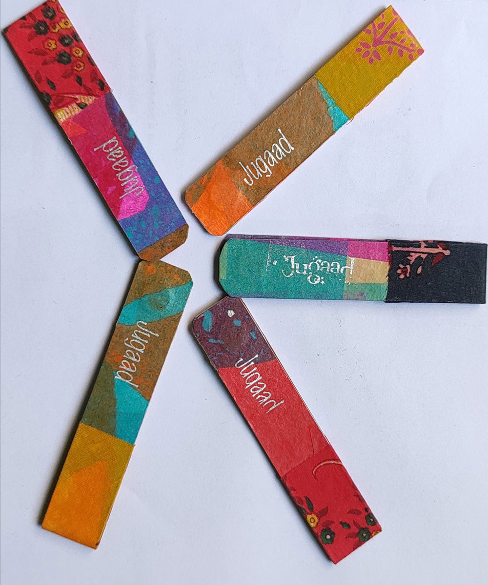 Handcrafted multicolour set of five magnetic bookmark