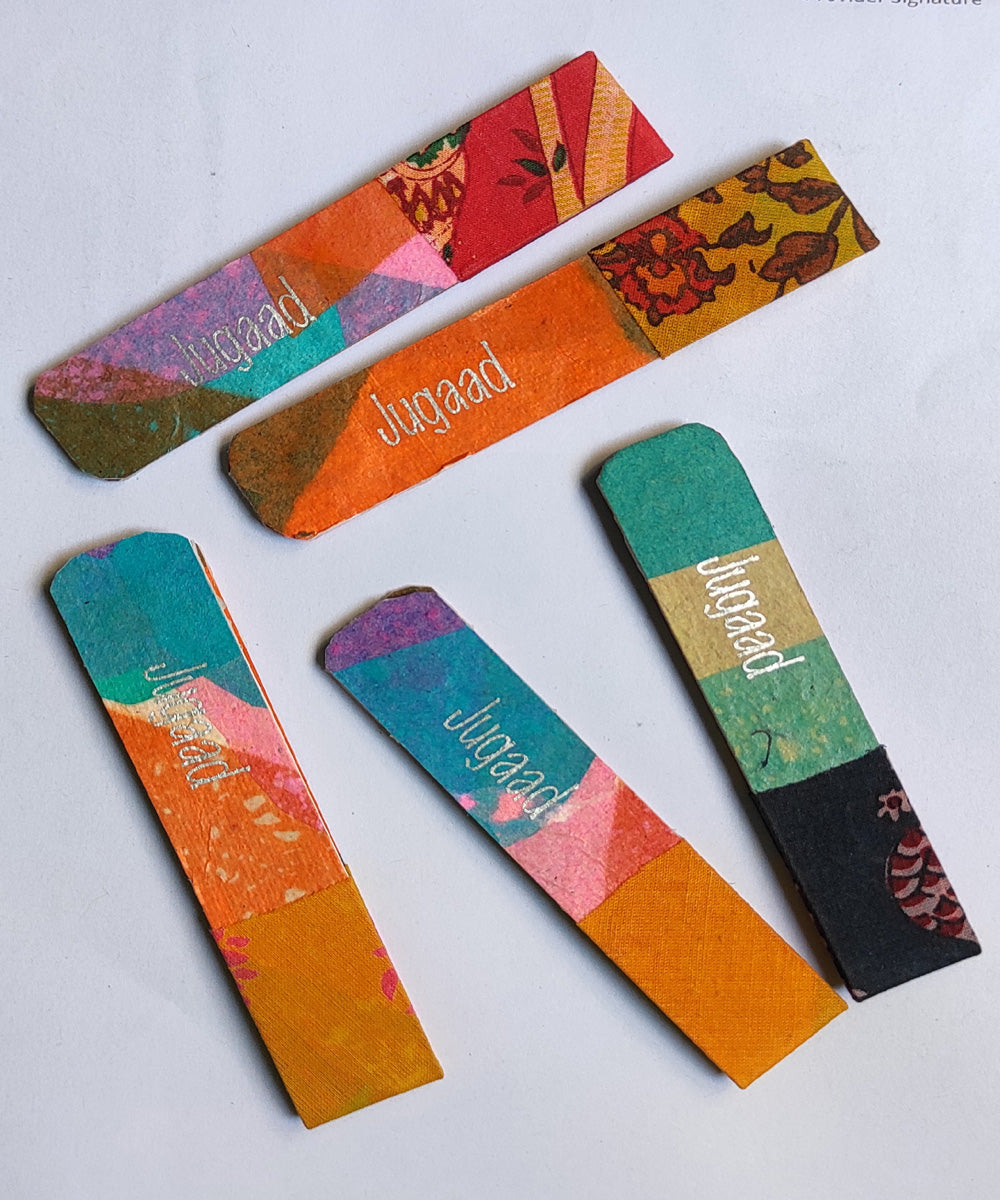 Handcrafted set of five multicolor magnetic bookmark