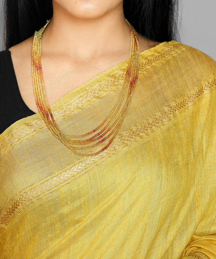 Kiara crafts yellow handwoven tussar silk saree