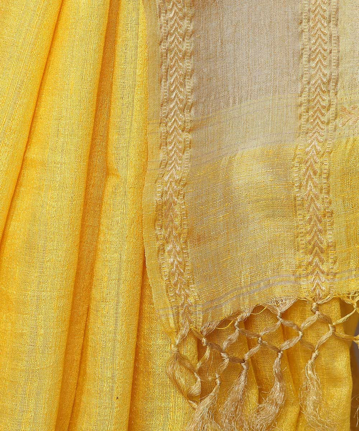 Kiara crafts yellow handwoven tussar silk saree