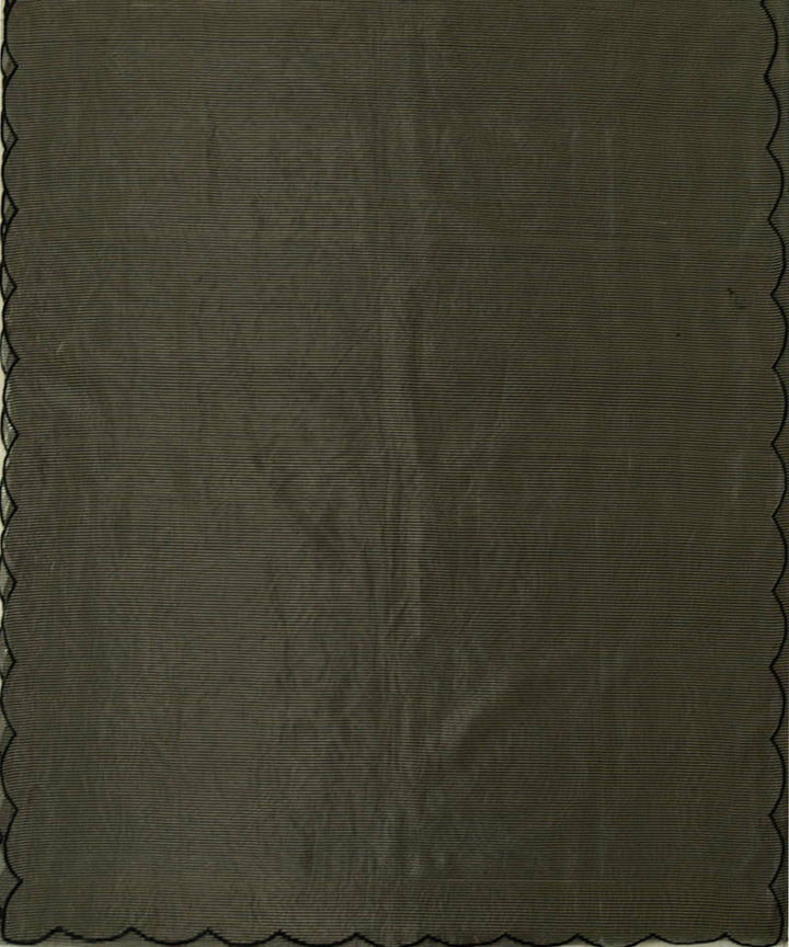 Silver black handwoven cotton silk chanderi saree