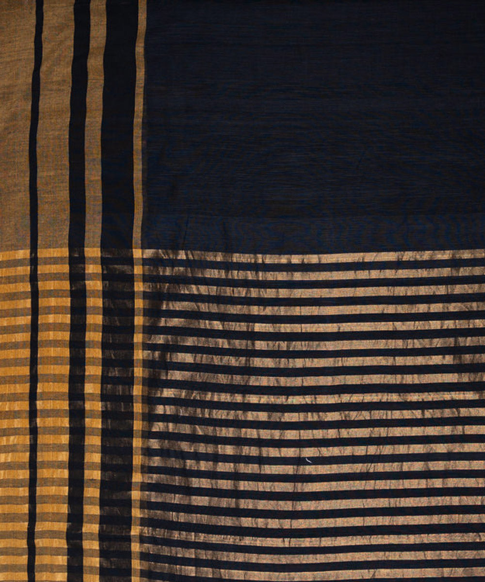 Black gold handspun handwoven cotton silk saree