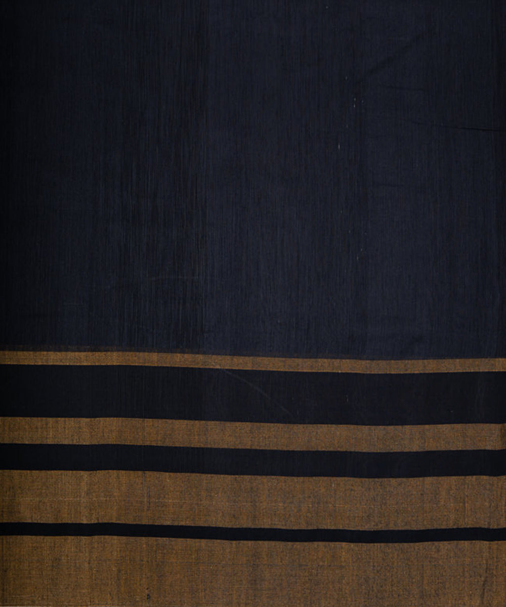 Black gold handspun handwoven cotton silk saree