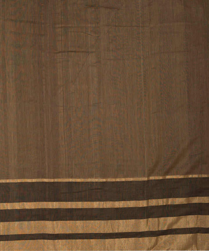 Brown gold handspun handwoven cotton silk saree