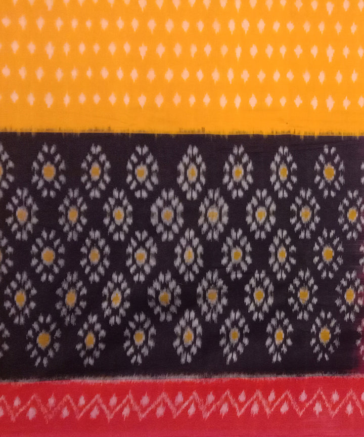 Yellow handwoven cotton pochampally ikat saree